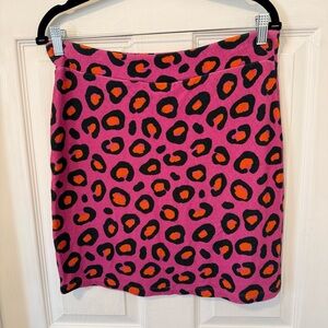 FARM Rio Pink and Orange Leopard Pencil Skirt